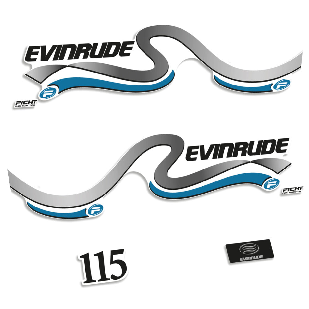 Tarrat Evinrude 115HV Polttoaineen ruiskutus Ficht 1999-2000 valkoinen katte perämoottori vinyylitarrat