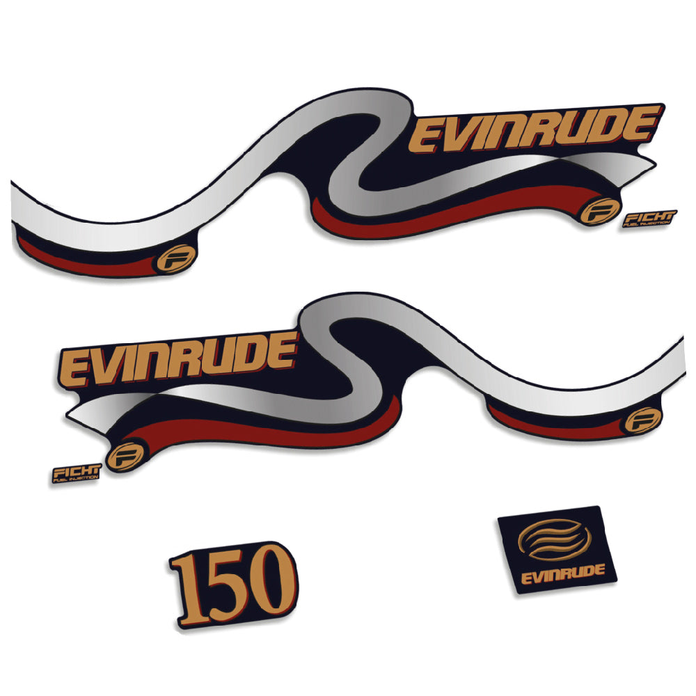 Tarrat Evinrude 150HV Polttoaineen ruiskutus Fitch 1999-2000 sininen katte perämoottori vinyylitarrat