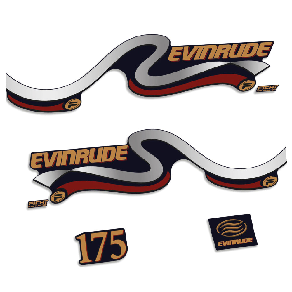 Tarrat Evinrude 175HV Polttoaineen ruiskutus Fitch 1999-2000 sininen katte perämoottori vinyylitarrat