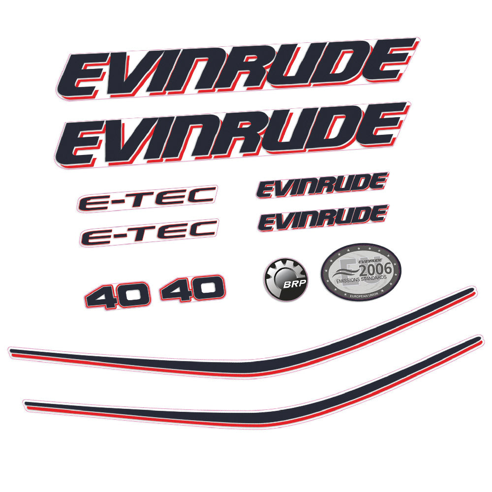 Tarrat Evinrude 40HV E-tec Valkoinen katte perämoottori vinyylitarrat