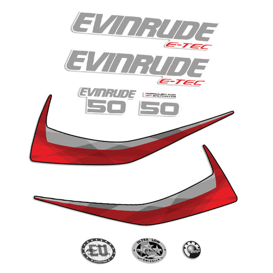 Tarrat Evinrude 50HV e-tec 2015 2016 perämoottori Valkoinen katte vinyylitarrat