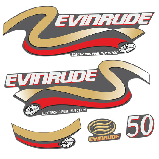 Tarrat Evinrude 50HV Nelitahtimoottori painos kultainen perämoottori vinyylitarrat