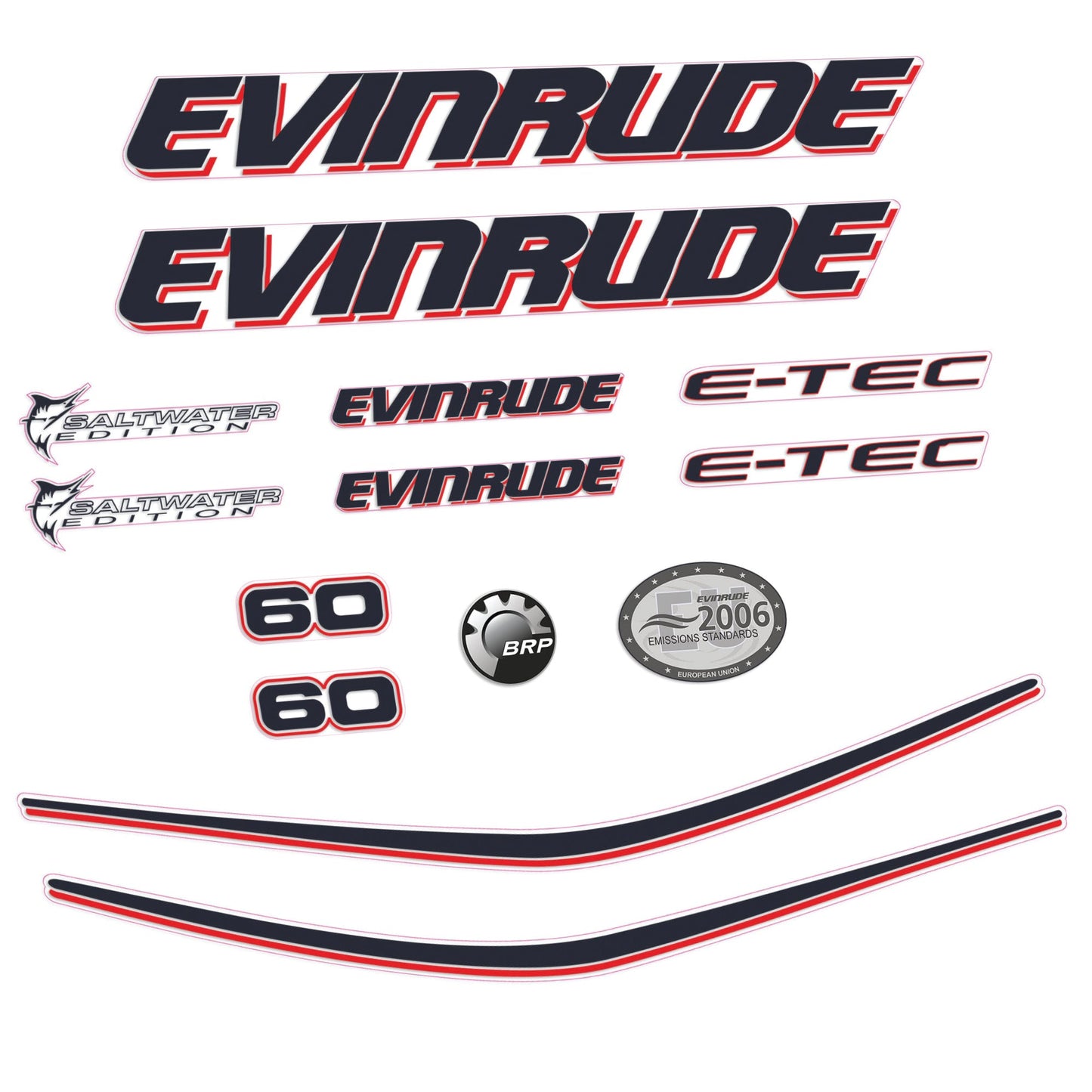Tarrat Evinrude 60HV E-tec Valkoinen katte perämoottori vinyylitarrat