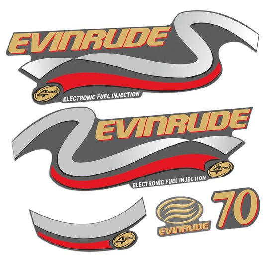 Tarrat Evinrude 70HV Nelitahtimoottori painos kultainen perämoottori vinyylitarrat