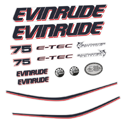 Tarrat Evinrude 75HV E-tec valkoinen katte perämoottori vinyylitarrat