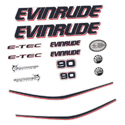 Tarrat Evinrude 90HV E-tec valkoinen katte perämoottori vinyylitarrat