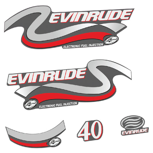 Tarrat Evinrude 40HV Nelitahtimoottori painos hopeinen perämoottori vinyylitarrat