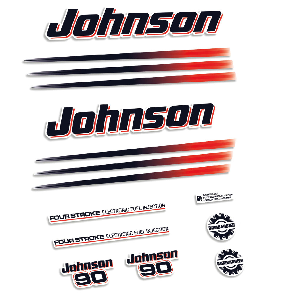 Tarrat Johnson 90HV Nelitahtimoottori EFI 2003-2006 valkoinen katte perämoottori vinyylitarrat