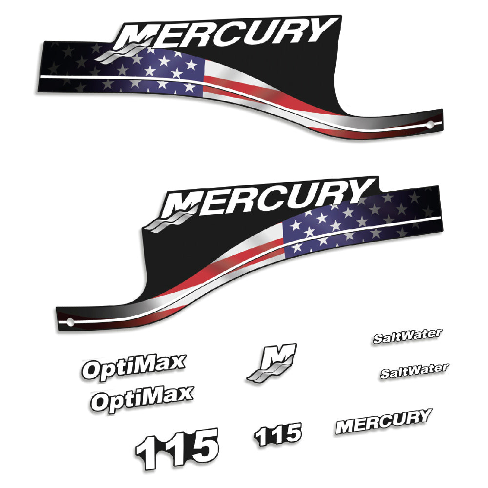 Tarrat Mercury 115HV Optimax SaltWater USA-lippu edition perämoottori vinyylitarrat