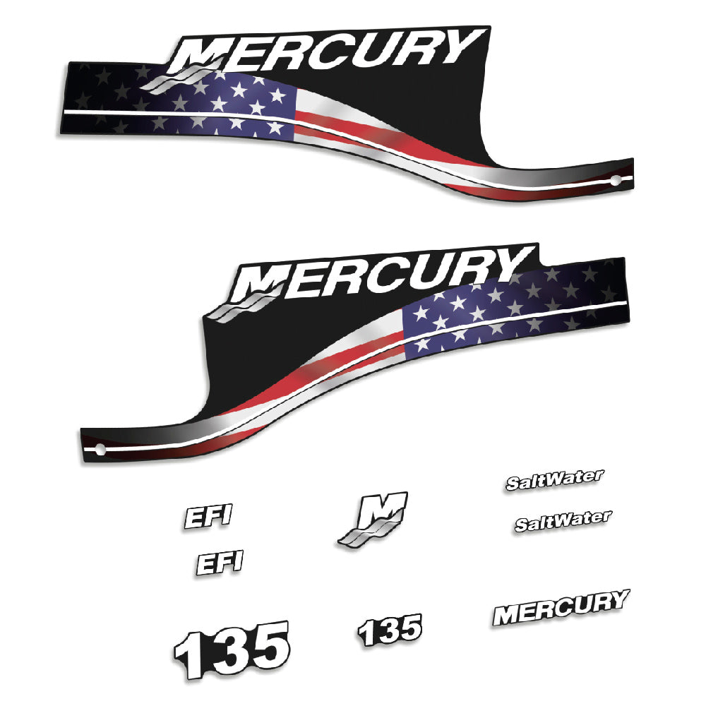 Tarrat Mercury 135HV EFI SaltWater USA-lippu edition perämoottori vinyylitarrat