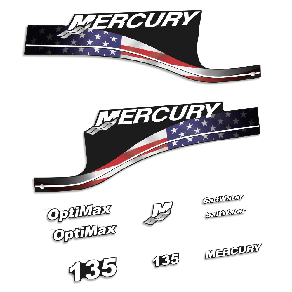 Tarrat Mercury 135HV Optimax SaltWater USA-lippu edition perämoottori vinyylitarrat