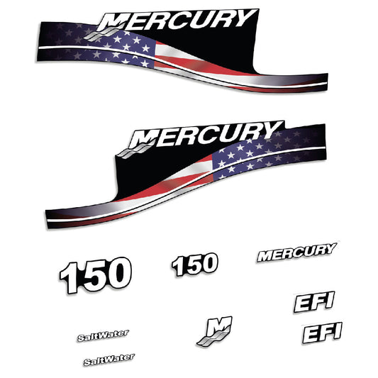 Tarrat Mercury 150HV EFI SaltWater USA-lippu edition perämoottori vinyylitarrat