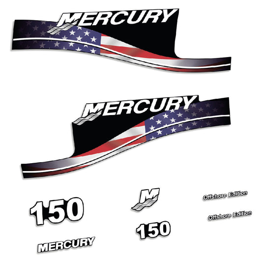 Tarrat Mercury 150HV Offshore USA-lippu edition perämoottori vinyylitarrat