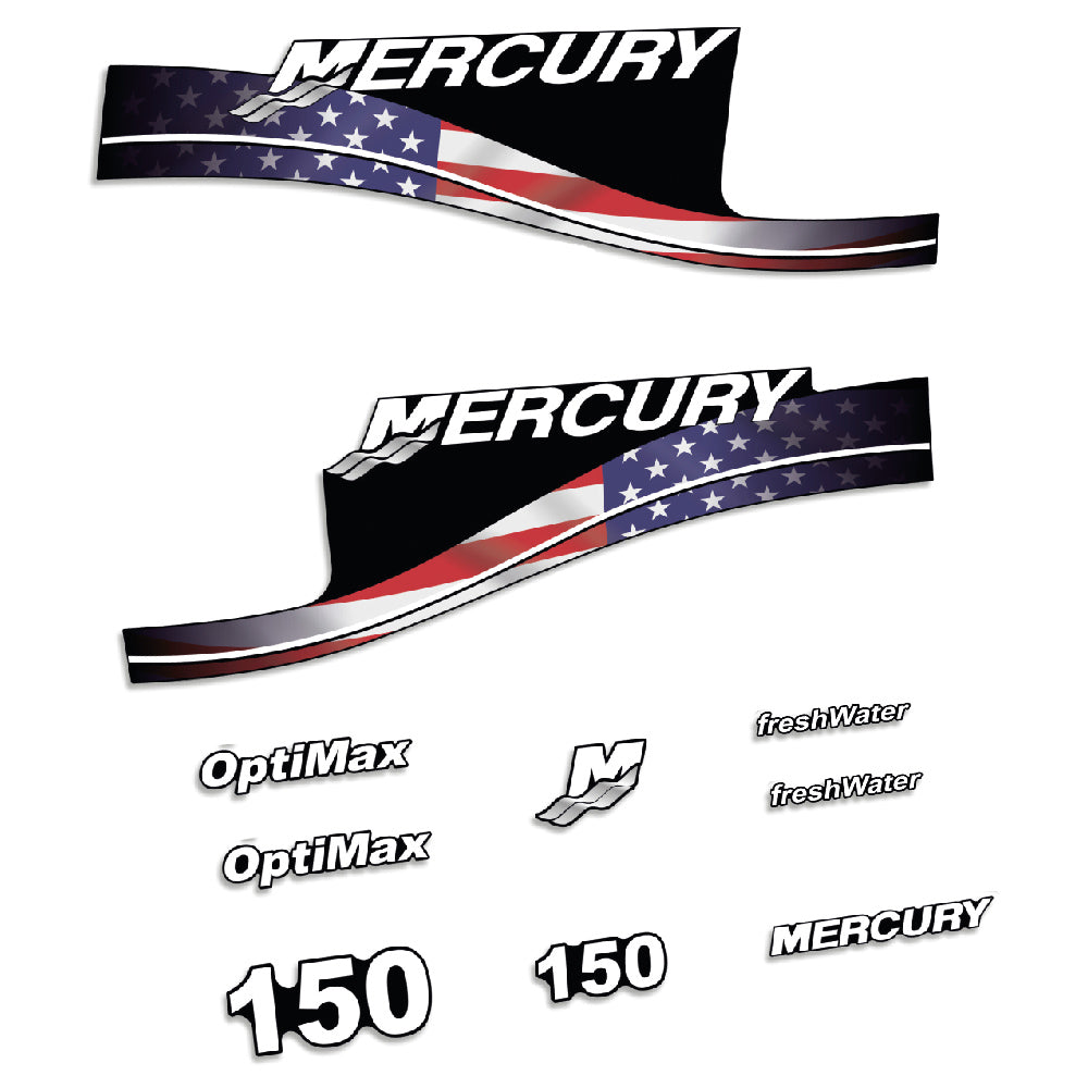 Tarrat Mercury 150HV Optimax FreshWater USA-lippu edition perämoottori vinyylitarrat