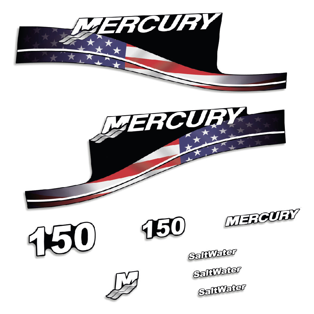 Tarrat Mercury 150HV SaltWater USA-lippu edition perämoottori vinyylitarrat