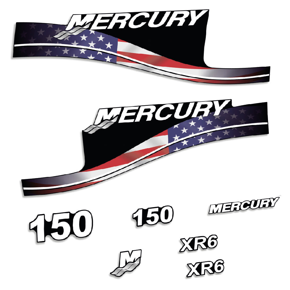 Tarrat Mercury 150HV XR6 USA-lippu edition perämoottori vinyylitarrat
