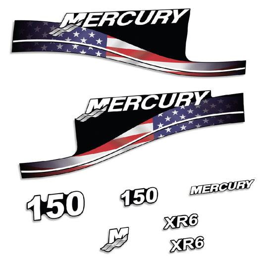 Tarrat Mercury 150HV XR6 USA-lippu edition perämoottori vinyylitarrat