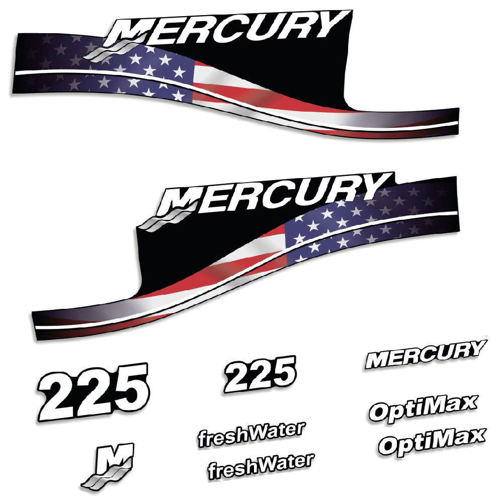 Tarrat Mercury 225HV Optimax FreshWater USA-lippu edition perämoottori vinyylitarrat