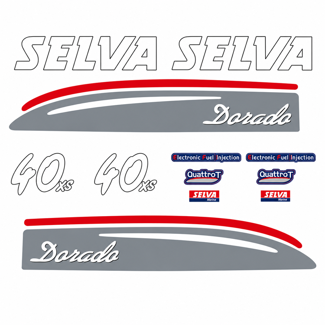 Selva 40 HV XS Dorado valkoinen perämoottori tarrat