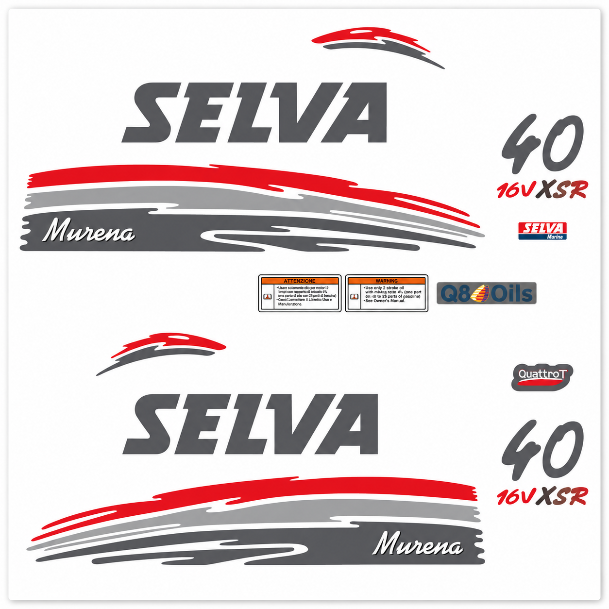 Selva 40 HV Murena XSR 16V perämoottori tarrat