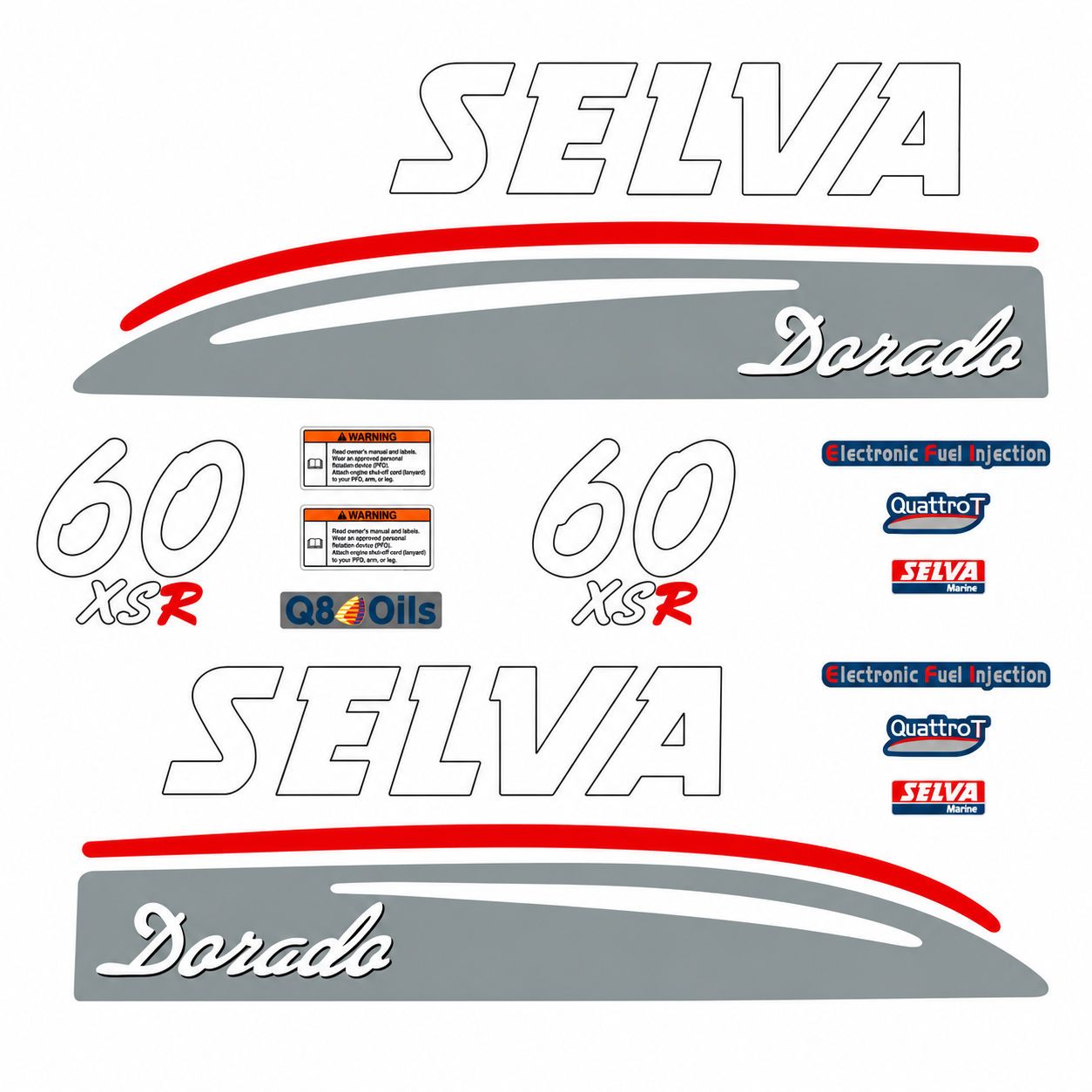 Selva 60 HV Dorado XSR C perämoottori tarrat