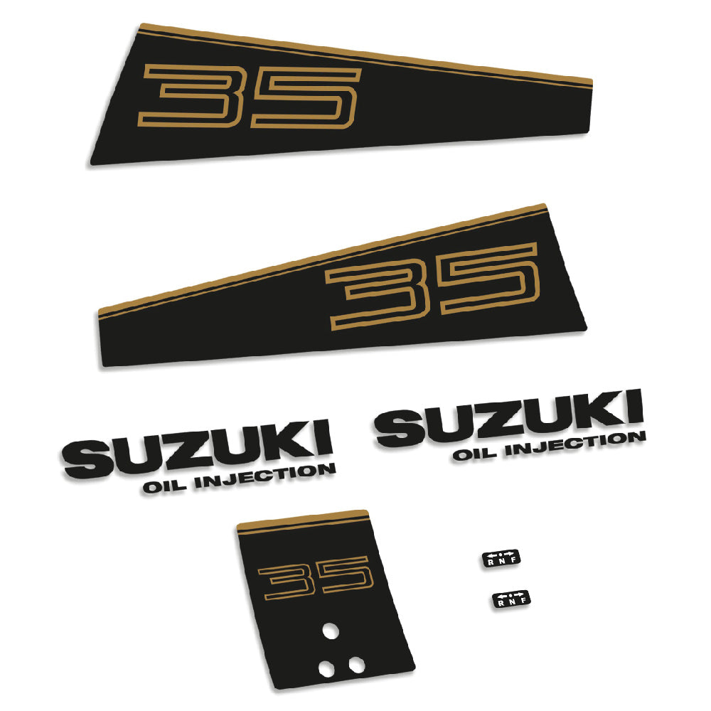 Tarrat Suzuki DF35 35HV Kaksitahtimoottori kultainen perämoottori vinyylitarrat
