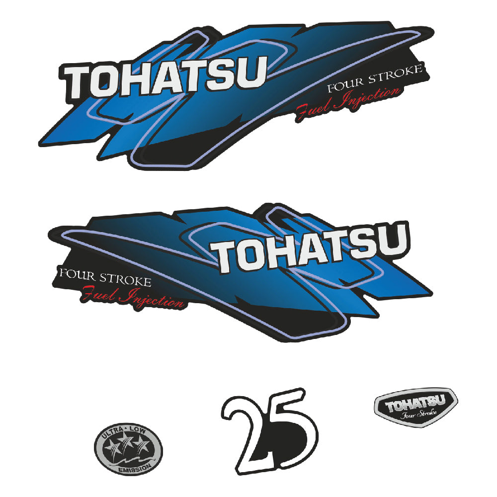 Tarrat Tohatsu 25HV Nelitahtimoottori polttoaineen ruiskutus perämoottori vinyylitarrat