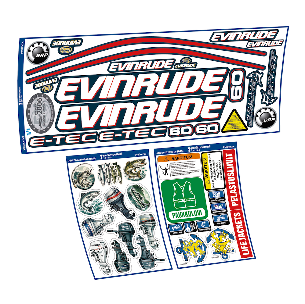 Tarrat Yhteensopiva Evinrude 60HV E-tec Perämoottori vinyylitarrat