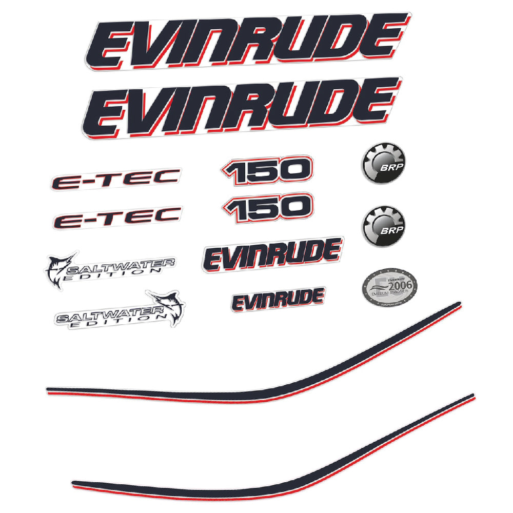 Tarrat Evinrude 150HV E-tec valkoinen katte perämoottori vinyylitarrat