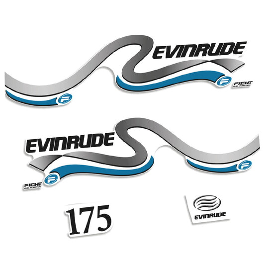 Tarrat Evinrude 175HV Ficht polttoaineen ruiskutus 1999-2000 valkoinen katte perämoottori vinyylitarrat