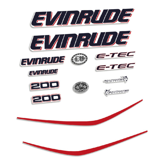 Tarrat Evinrude 200HV E-tec (60 kaltevuusasteet V6 26L) 2006-2008 perämoottori vinyylitarrat