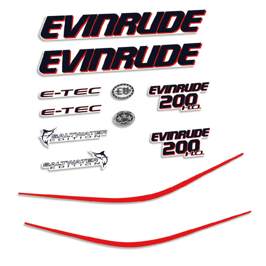 Tarrat Evinrude 200HV E-tec suorituskykyinen 2004-2008 perämoottori vinyylitarrat