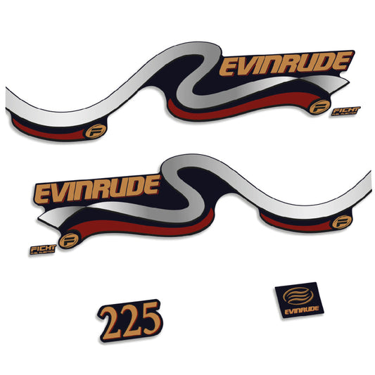 Tarrat Evinrude 225HV Ficht polttoaineen ruiskutus 1999-2000 sininen katte perämoottori vinyylitarrat