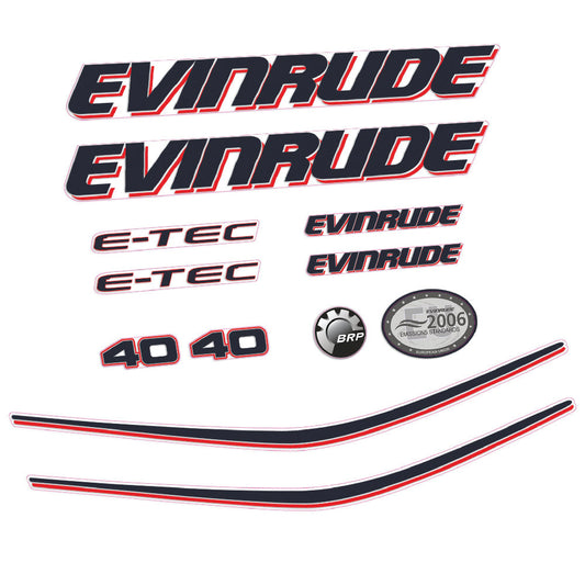 Tarrat Evinrude 40HV E-tec Valkoinen katte perämoottori vinyylitarrat