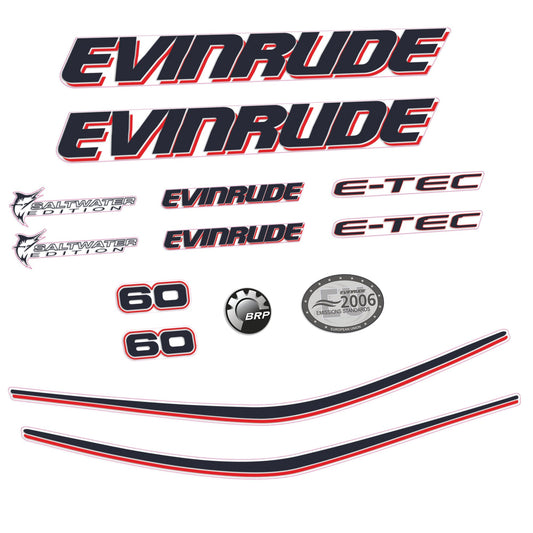 Tarrat Evinrude 60HV E-tec Valkoinen katte perämoottori vinyylitarrat