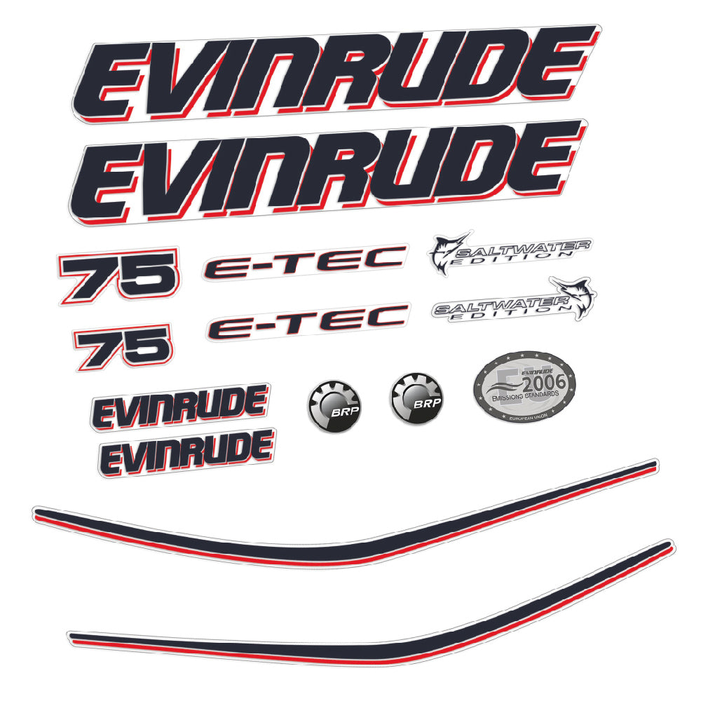 Tarrat Evinrude 75HV E-tec valkoinen katte perämoottori vinyylitarrat