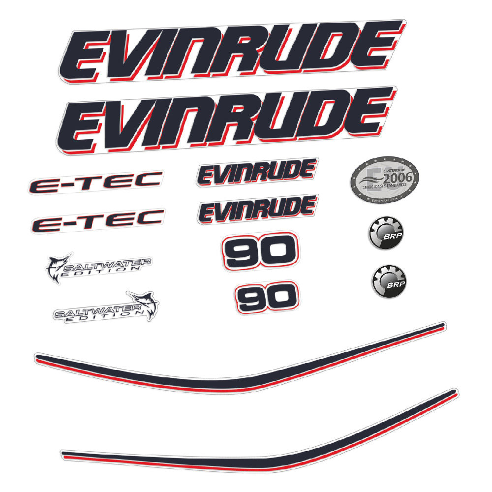 Tarrat Evinrude 90HV E-tec valkoinen katte perämoottori vinyylitarrat