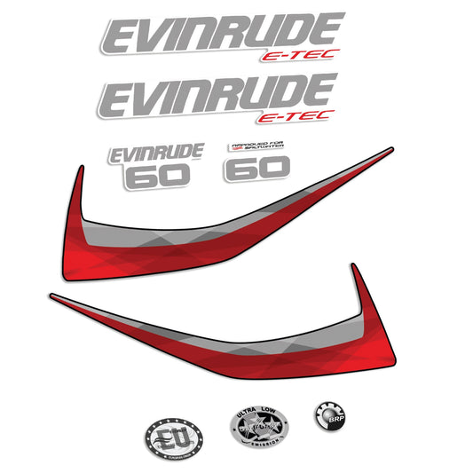 Tarrat Evinrude 60HV E-tec 2015-2016 Valkoinen katte perämoottori vinyylitarrat