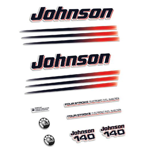 Tarrat Johnson 140HV Nelitahtimoottori EFI BRP 2006 valkoinen katte perämoottori vinyylitarrat