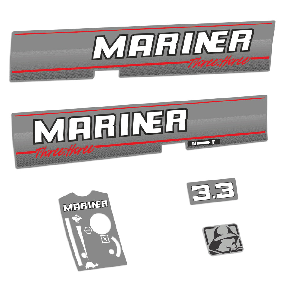 Tarrat Mariner 3.3HV Kolme-Kolme 1990-1993 kaksitahtimoottori perämoottori vinyylitarrat