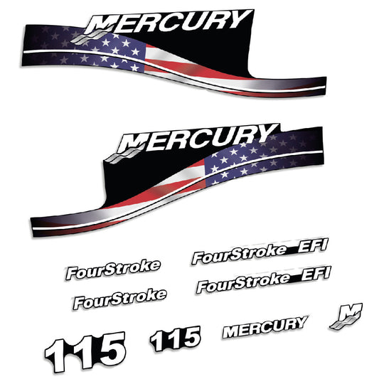 Tarrat Mercury 115HV Nelitahtimoottori EFI USA-lippu edition perämoottori vinyylitarrat