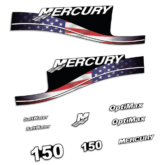 Tarrat Mercury 150HV Optimax SaltWater USA-lippu edition perämoottori vinyylitarrat