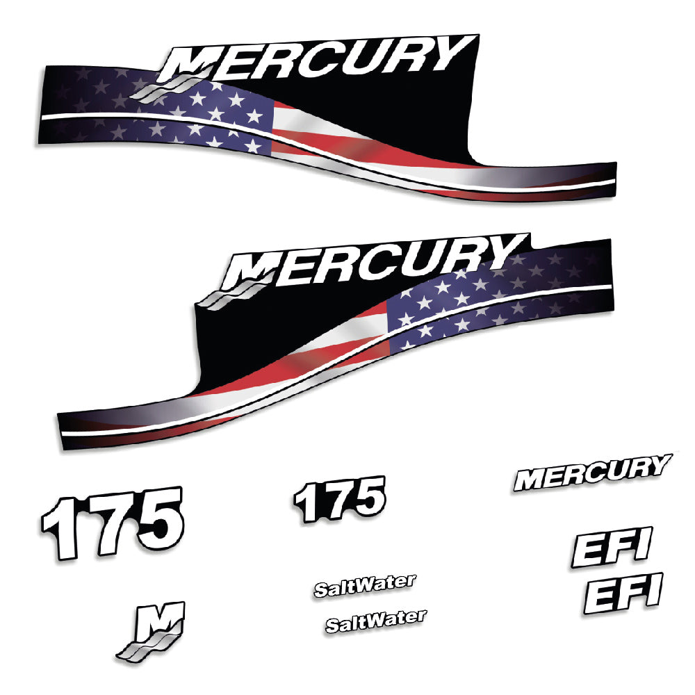 Tarrat Mercury 175HV EFI SaltWater USA-lippu edition perämoottori vinyylitarrat