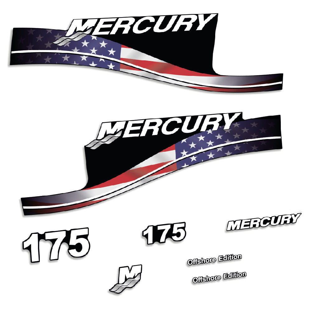 Tarrat Mercury 175HV Offshore USA-lippu edition perämoottori vinyylitarrat