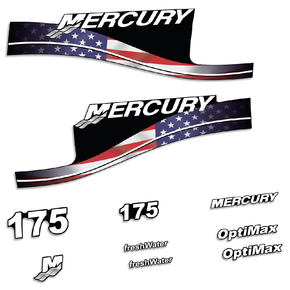 Tarrat Mercury 175HV Optimax FreshWater USA-lippu edition perämoottori vinyylitarrat