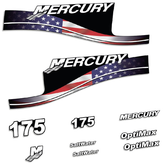 Tarrat Mercury 175HV Optimax SaltWater USA-lippu edition perämoottori vinyylitarrat