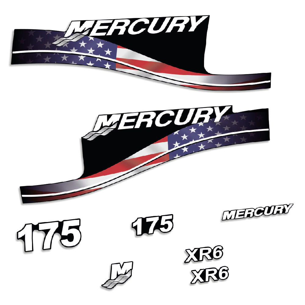 Tarrat Mercury 175HV XR6 USA-lippu edition perämoottori vinyylitarrat