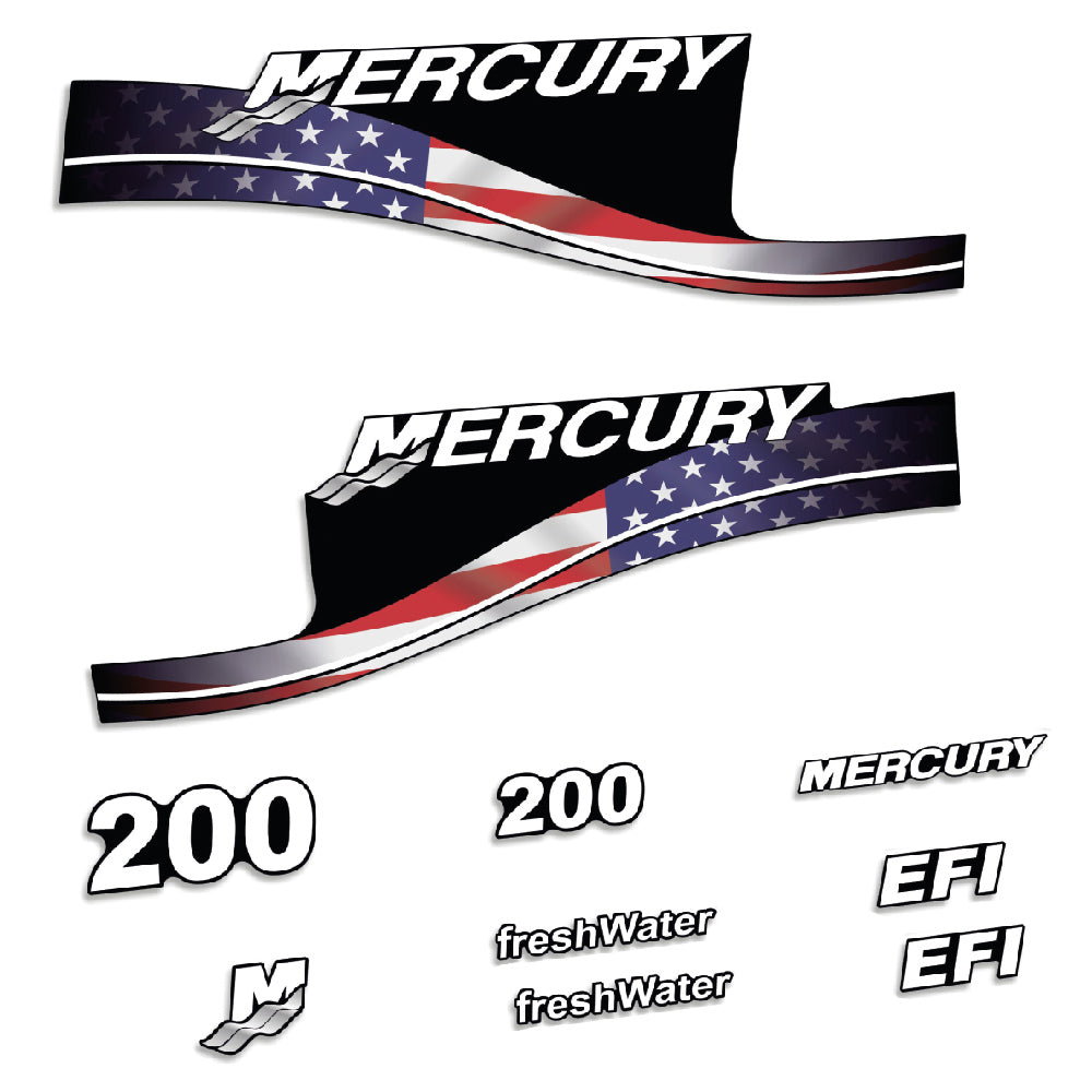 Tarrat Mercury 200HV EFI FreshWater USA-lippu edition perämoottori vinyylitarrat
