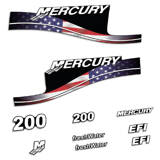Tarrat Mercury 200HV EFI FreshWater USA-lippu edition perämoottori vinyylitarrat