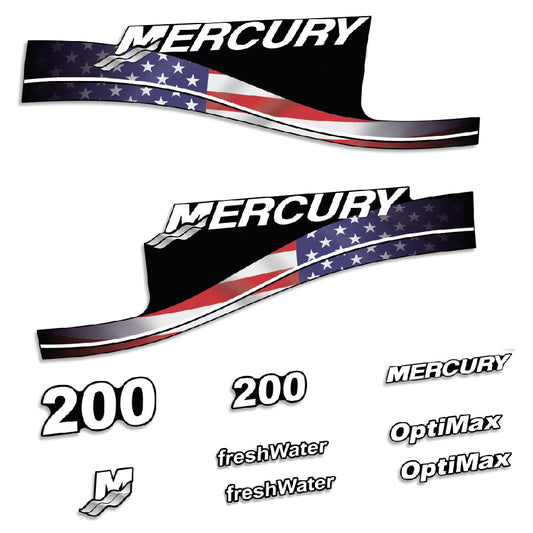 Tarrat Mercury 200HV Optimax FreshWater USA-lippu edition perämoottori vinyylitarrat